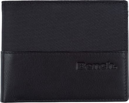 Bench Carbon portemonnee leer 12 cm - Jongens - Horizontaal - schwarz