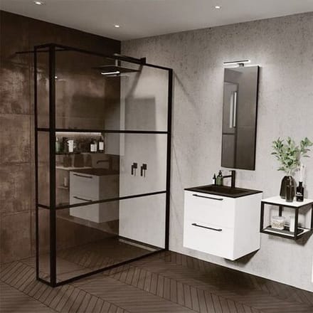 Riho Grid Walk-In Shower Wall with Fixed Partition GB402 100 cm, G004038121