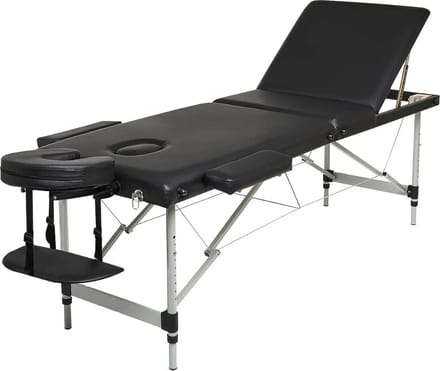 Massagetafel inklapbaar - 3 secties - aluminium - zwart