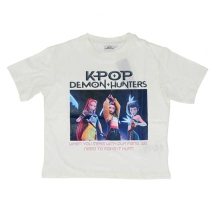 Kpop Demon Hunters T-shirt - maat 128 - Wit - Korte mouwen