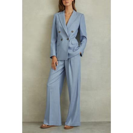 Reiss Wide Leg Trouser Blue Größe: 16L | Stoffhosen Outlet | Damen | Blau