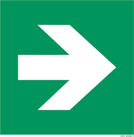 Vluchtroute bord 200x200 mm - kunststof - ISO 7010 E005