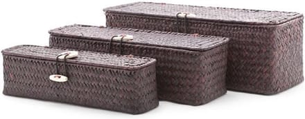 Cosy & Trendy Set3 Rieten Mandje Rechthoekig Bruin