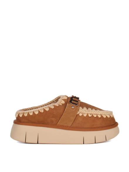 Mou Bounce Clog Instappers - Suède Instapper - Dames - Cognac - Maat 41