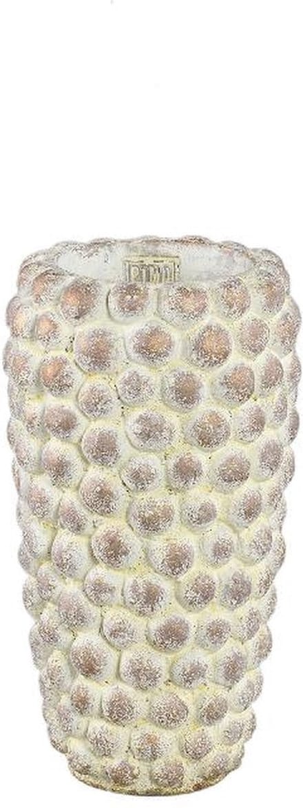 PTMD Bloempot Ruis - 16x16x30 cm - Cement - Creme