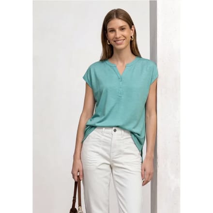 Shirt met losse schouders en gespleten hals