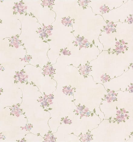 Dollhouse 3 Floral Trail roze/paars  behang (vlakvinyl, beige)