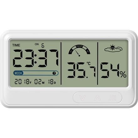 Digitale Hygrometer Elektronische Temperatuur Vochtigheidsmeters Meter met Tijd Datum LCD Display Klok Type 1 gray