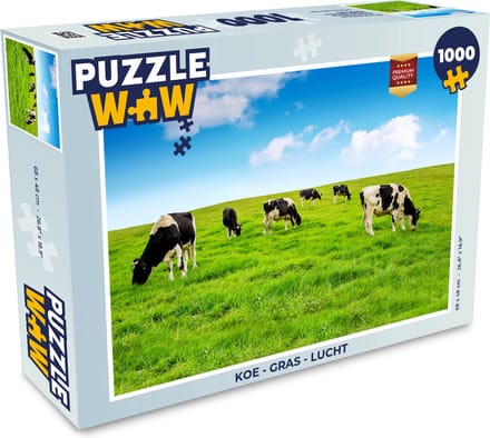 Puzzel Koe - Gras - Lucht - Legpuzzel - Puzzel 1000 stukjes volwassenen