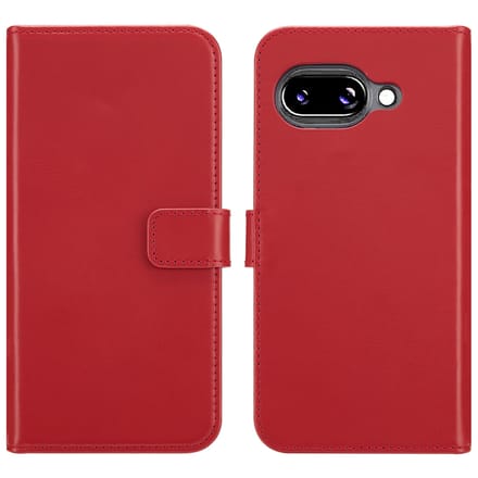 Selencia Hoesje - Geschikt voor Google Pixel 9a - Echt Lederen Bookcase - Rood