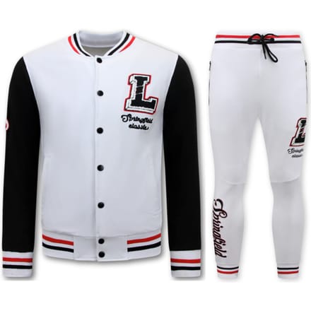Joggingpak Heren Volwassenen - Tracksuit Heren - 2822 - Wit / Zwart