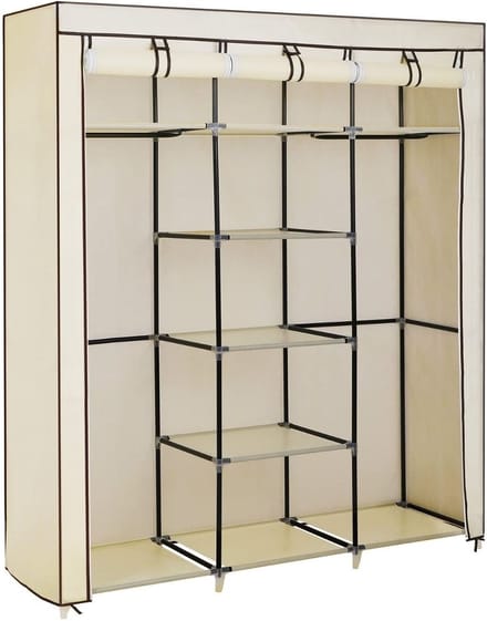 Hoppa! - Garderobekast - Wit - Stof - 150 x 45 x 170 (B x D x H)