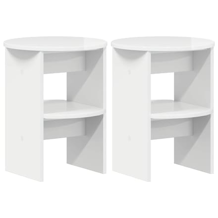 vidaXL - Bijzetkast - 2 - st - Hoogglans - Wit - Ø40 - x - 50 - cm - Geconstrueerd - hout