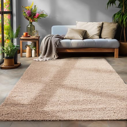 Basic Shaggy vloerkleed Beige Hoogpolig- 100x200 CM