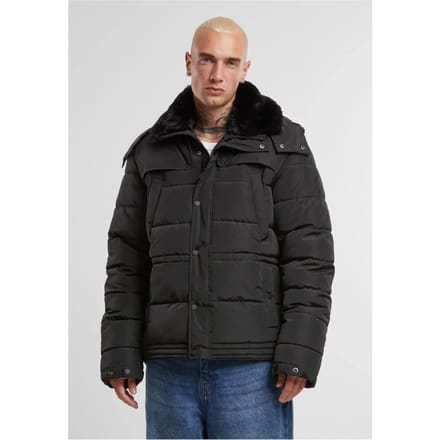 Urban Classics - With Detachable Fur Collar Gewatteerd jack - M - Zwart