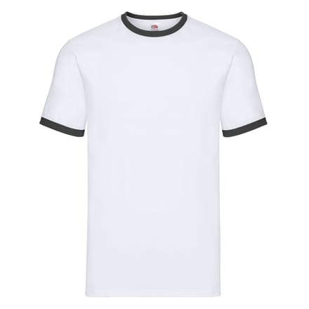 Fruit of the Loom Heren Ringer T-Shirt (Wit/zwart)