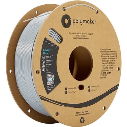 Polymaker PB01003 PolyLite Filament PETG Hittebestendig, Hoge treksterkte 1.75 mm 1000 g Grijs 1 stuk(s)