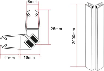 Wiesbaden Skyline Magneetstripset voor Cabine 8 mm - Zwart
