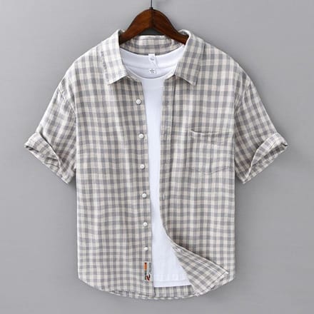 Zomer Casual Geruite Korte Mouw Blouse Los en Veelzijdig Literaire Retro Jeugd Puur Katoen Blouse L white