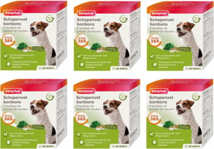 6x Beaphar Schapenvet Bonbons Mini met Zeewier - Hondensnack - 245g