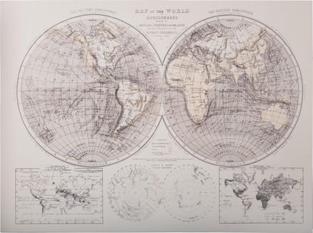 Vintage Canvas Wereldkaart - Schilderij World Map Large woonkamer - 78x85 cm - Beige