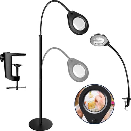 Dimbare LED-staande loeplamp met 5-voudige vergroting en flexibele montageopties