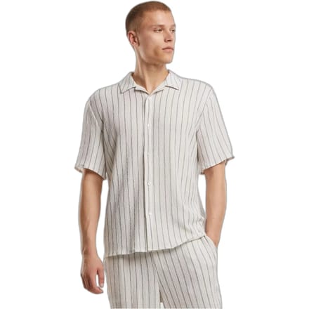 Urban Classics - Striped Crinkle Resort Overhemd - XL - Gebroken wit/Zwart