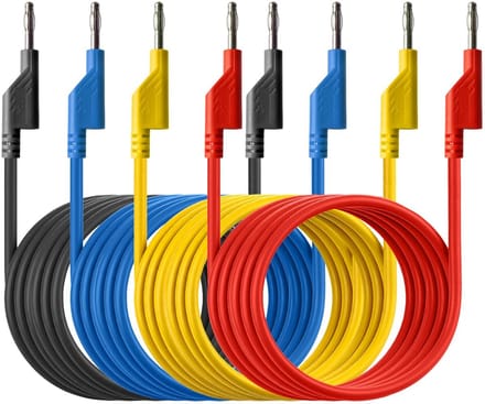 Meetleidingen Set - Testkabels Laboratorium - Elektrische Metingen - Stapelbare Stekkers - 150 cm Lengte - Vier Kleuren