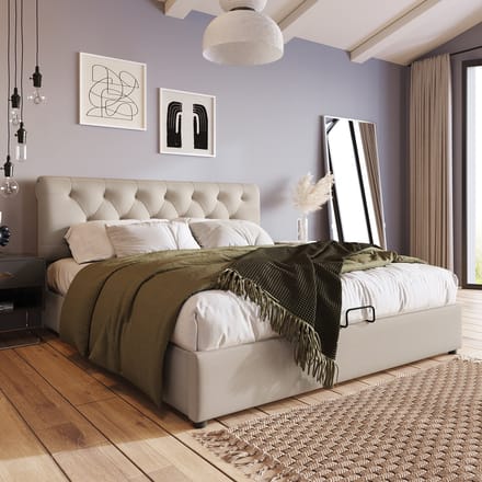 KOMHTOM Bed 160x200 cm Tweepersoonsbed met boxspring verstelbaar hoofdeinde met opbergruimte wit