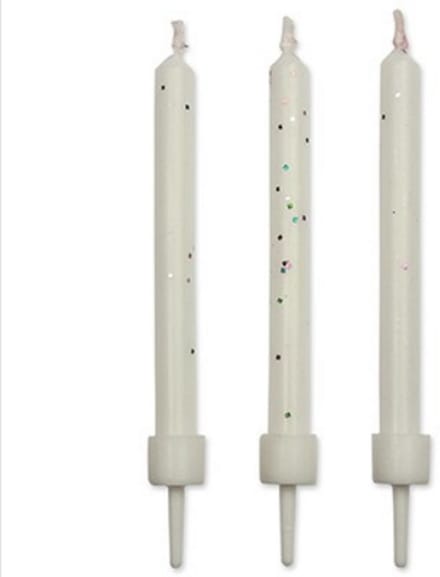 PME Verjaardagskaarsjes Wit Glitter Pk/10