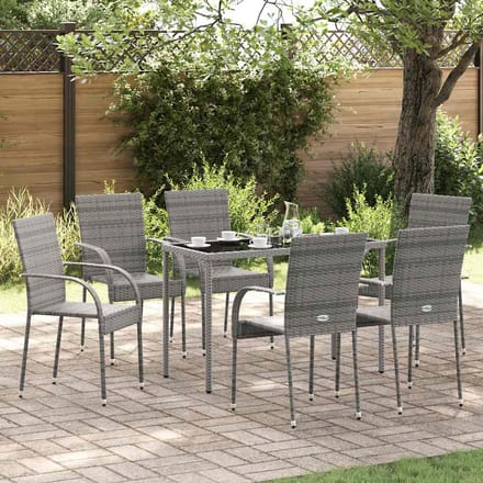 vidaXL - Tuinstoelen - stapelbaar - 6 - st - poly - rattan - grijs