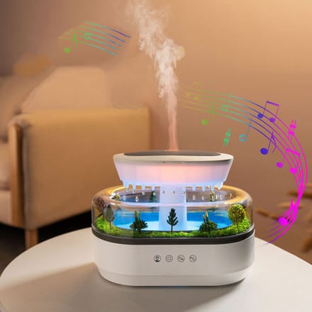 Landschaps-aromatherapie diffuser, kleurrijke sfeer, thuis, slaapkamer, regendruppel-aromatherapie diffuser, luchtbevochtiger - wit