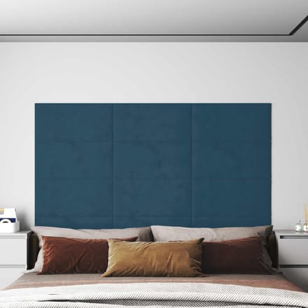 vidaXL - Wand - Hoofdbord - 12 - st - Blauw - Fluweel