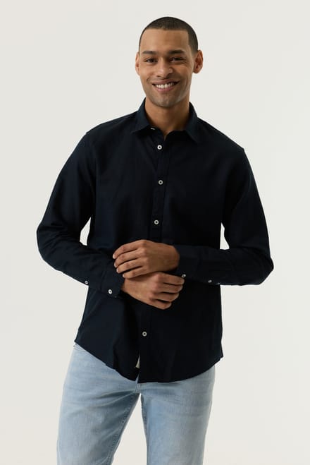 Overhemd van linnenmix met lange mouwen Garcia