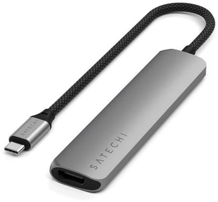 Satechi 7-in-1 USB-C Slim Multiport Adapter with Ethernet - Space Grey