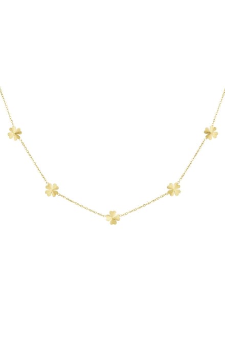 Leafy luck ketting - Goud kleur - Klavertjes-Stainless-Steel-Waterproof