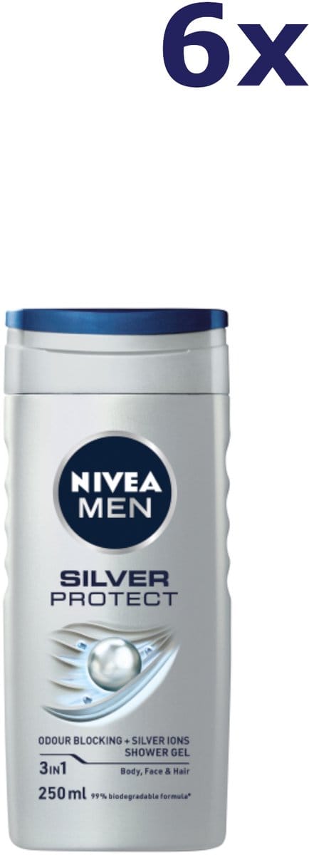 6x Nivea Douchegel Men – Silver Protect 250 ml