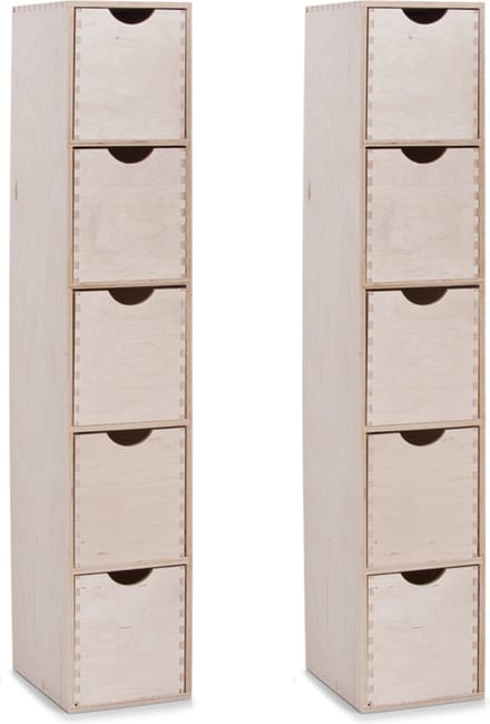 Zeller ladeblok bureau - 2x - 5 lades - 21 x 18 x 87 cm - hout