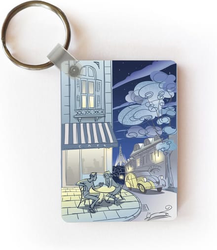 Sleutelhanger - Parijs - Tekening - Nacht - Uitdeelcadeautjes - Plastic