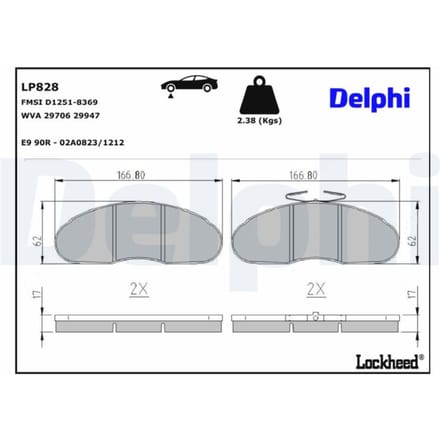 Remblokset DELPHI LP828, voor