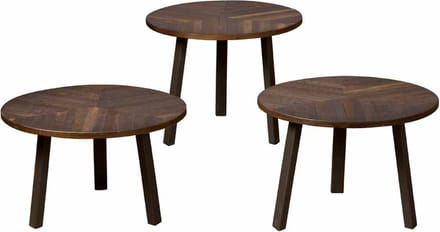 RENEW Lazio table set (3) - 54x54/45/40/35 - recl. teak wine