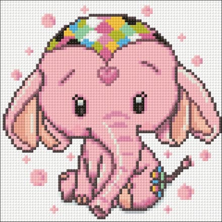 Wizardi Diamond Painting Kit WD2480 - Pink Elephant