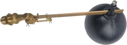 Vlotterkraan messing 1/2" buitendraad 5bar met 120 mm kunststof bal gemonteerd
