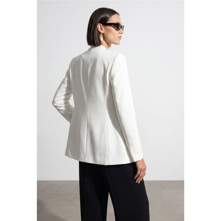 Dames Slim Fit Crepe Blazer Jas
