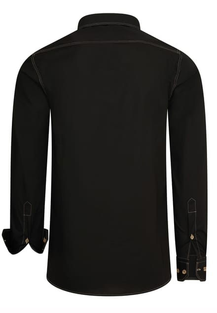 Slim fit overhemd met lange mouwen en contrasterende stiksels