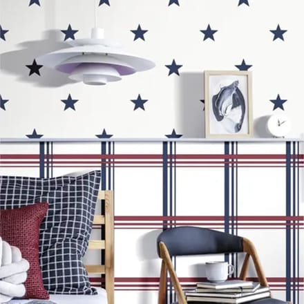 Noordwand - Behang - Friends - & - Coffee - Little - Stars - blauw - en - wit