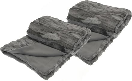 Fleece dekens/plaids - 2x - titanium grijs - 130 x 150 cm