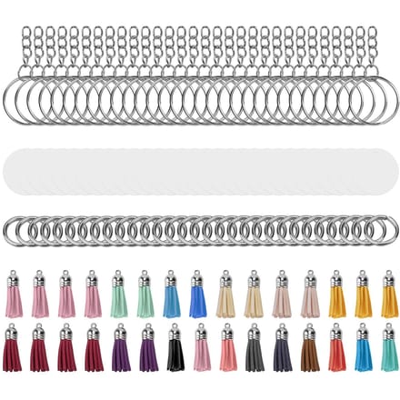 Lot de 30 porte-clés en acrylique peints à la main, ronds, pompons et anneaux ouverts gray