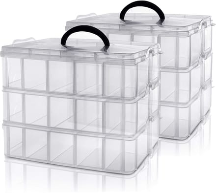 3-Lags Helder Transparant Stapelbare Plastic Opslag Doos met Aanpasbare Compartimenten - Opberg Container voor Speelgoed Organisatie - 30 Compartimenten