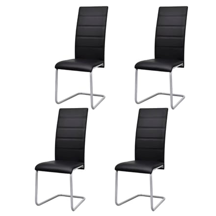 vidaXL - Eetkamerstoelen - 4 - st - kunstleer - zwart